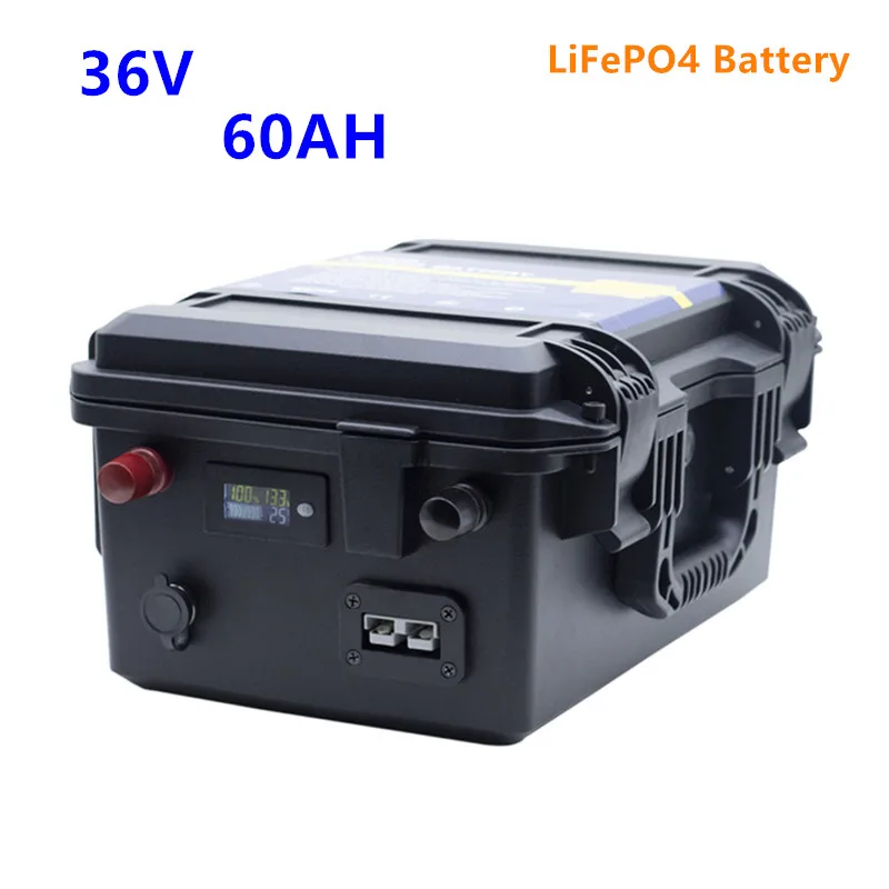 

36v 60ah LiFePO4 Battery 36v lifepo4 60AH battery pack 36v 60ah lithium battery with 10A Charger for Solar system, boat's motor