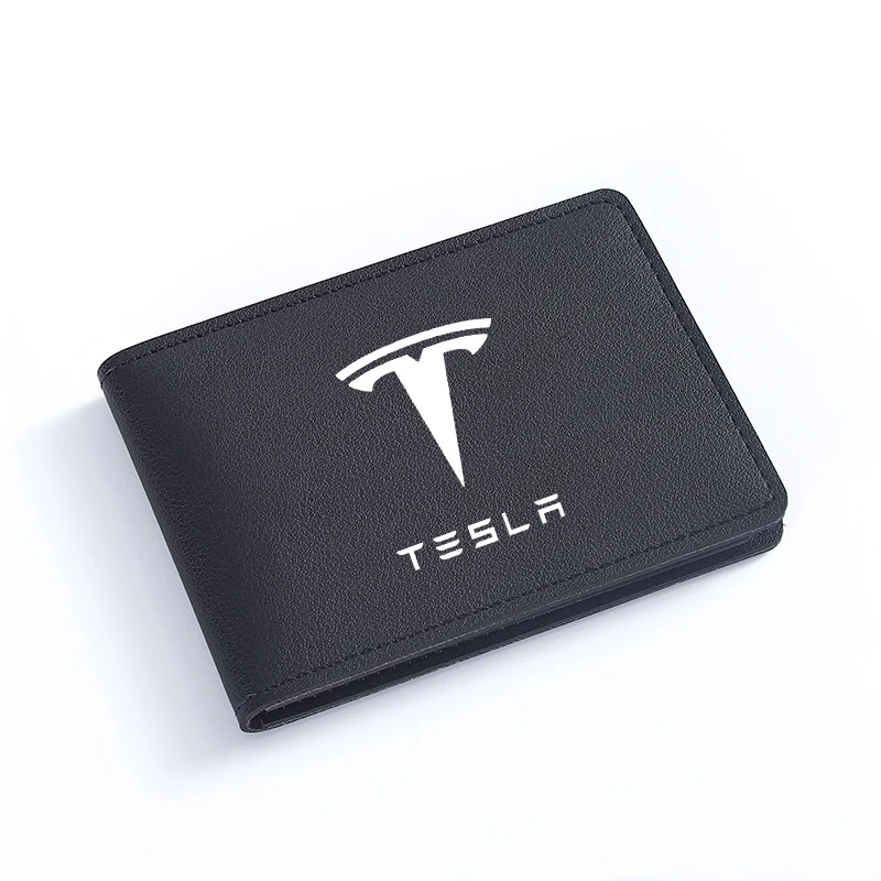 

Car accessories premium hand-woven leather card holder fashion black pink For tesla model 3 S X Y accessories