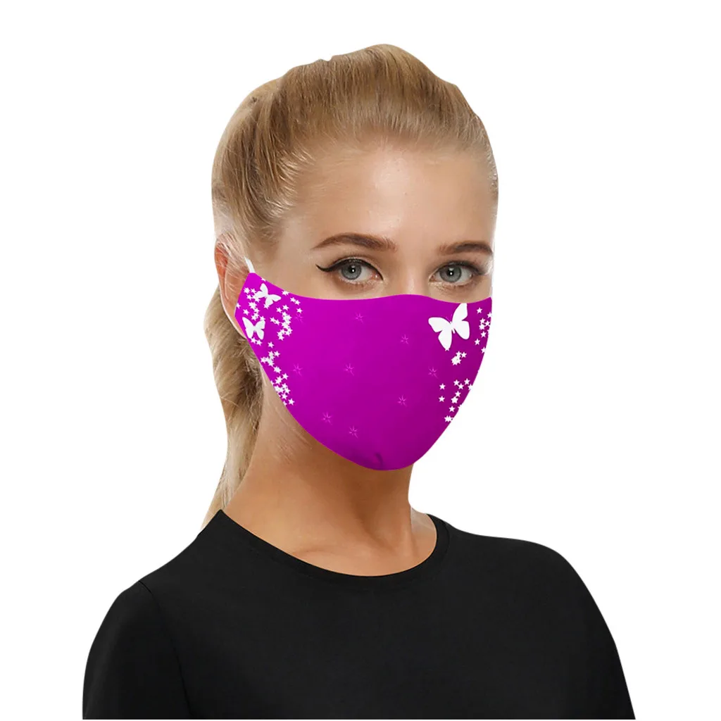 

5pc Universal Reusable Face-masks Washable Mascherine Butterfly Print Cloth Mascarilla Reutilizable Halloween Cosplay Masker