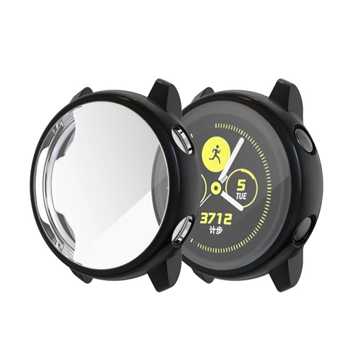 black Мягкий силиконовый чехол для samsung Galaxy Watch, активный Чехол, бампер, аксессуары, защита, полное покрытие экрана, защитный чехол - Цвет: black