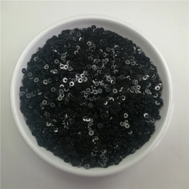 Блёстки 20 г 3 мм черные плоские круглые свободные блёстки для шитья одежды