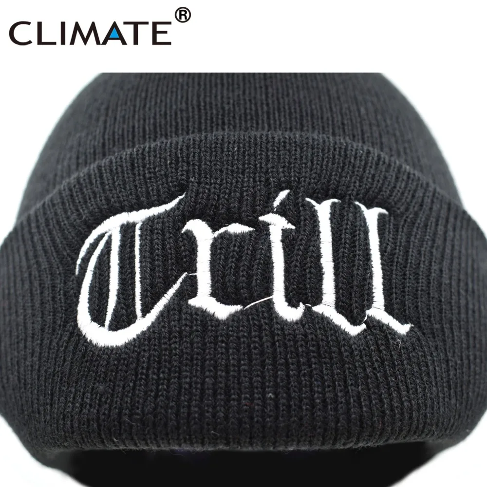 Мужская Шапка-бини CLIMATE Trill Thug Life черная Зимняя Теплая Вязаная Повседневная