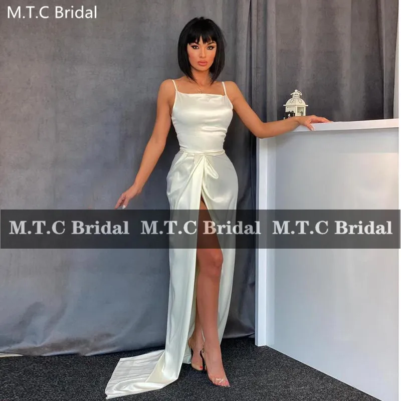 

Блестящее белое длинное платье для выпускного вечера, шелковое женское официальное платье без бретелек для свадебной вечеринки