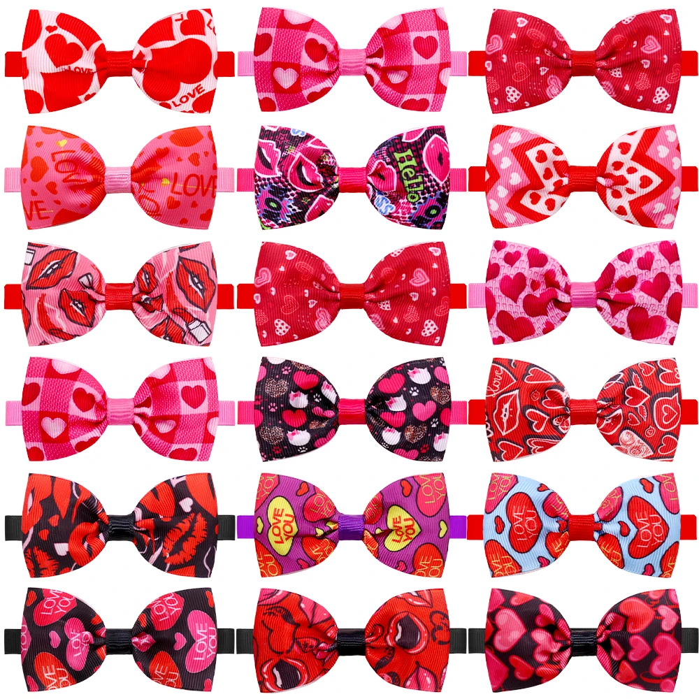 

100pc Small Dog Bows Valentine's Day Dog Bow Tie Love Style Pet Dog Cat Bowties Neckties Pink Love Pet Supplies Dog Accessories