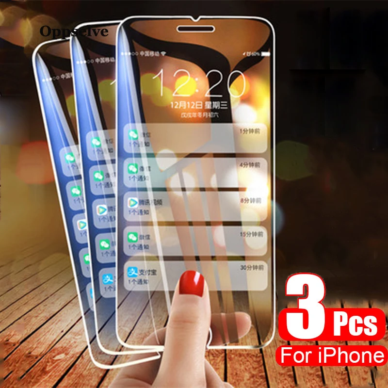 Закаленное стекло для iPhone 7 8 6S Plus SE 2020 Защитное экрана 12 Mini 11 Pro Max X XS XR защитное 3