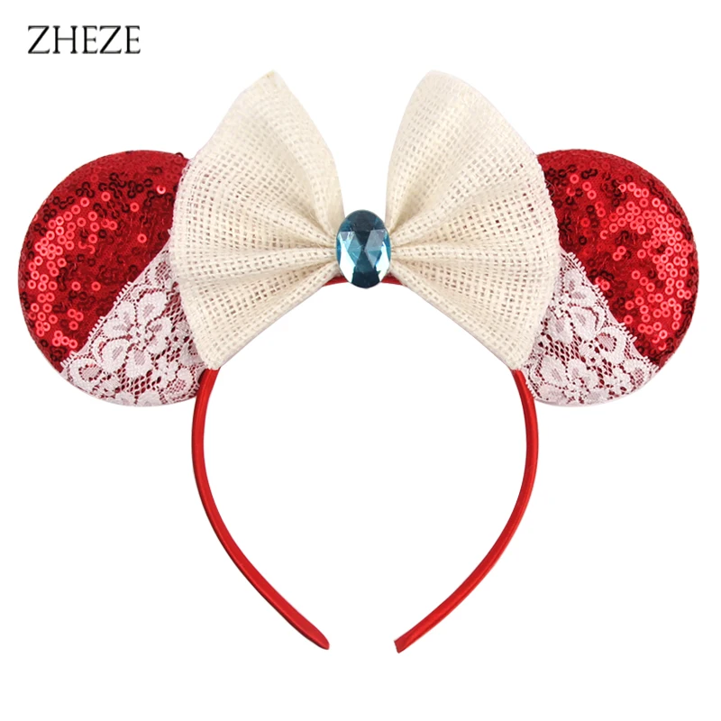 

2022 NEW Mouse Ears Headband For Girls 5"Bow With Rhinestone Hairband Children Party Cosplay DIY Hair Accessories Femme Gift