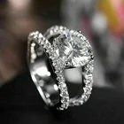 Изысканные кольца с перекрестными шпагатками, кольца для женщин, Круглый Кубический цирконий класса ААА, кольцо с блестящими камнями для свадебной вечеринки, модные ювелирные украшения