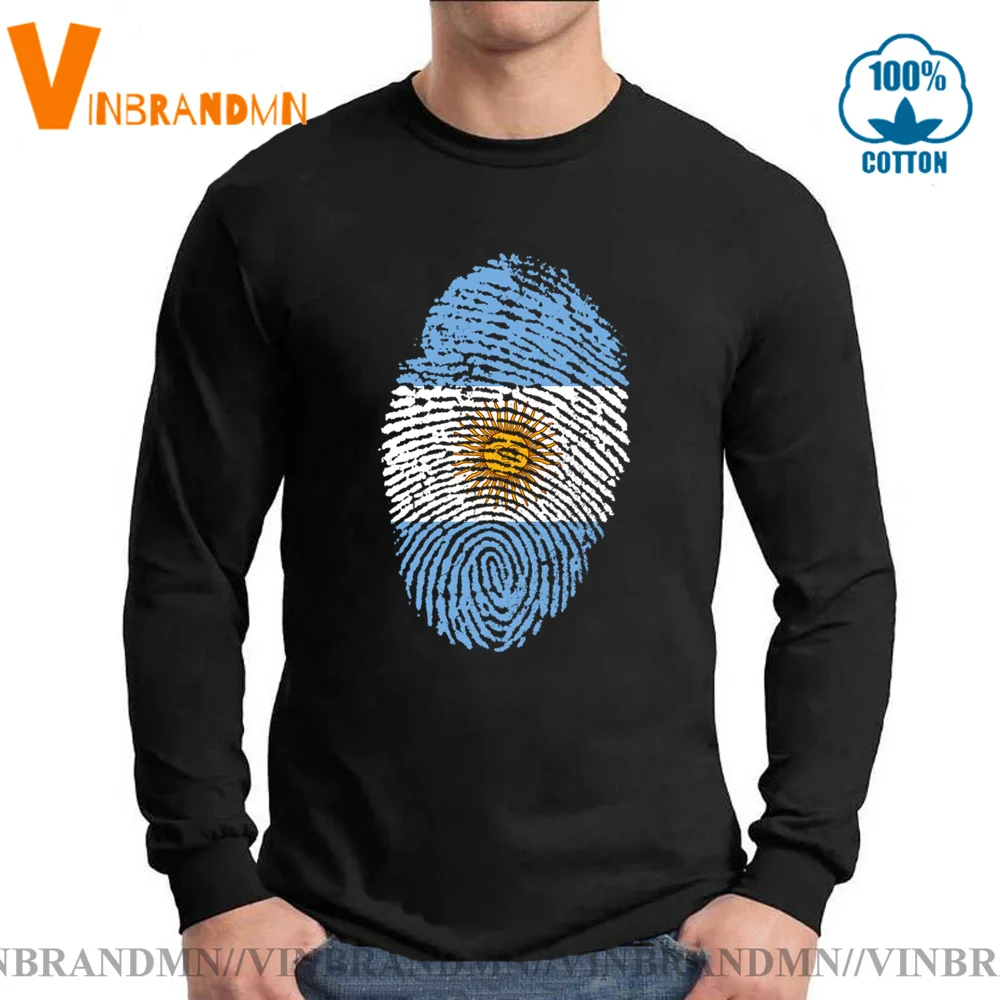 

Fashion Streetwear Argentina National Fingerprint Flag 3D T-shirt Men Cotton Long Sleeves Tshirt Print Argentine Flag Boy Tees