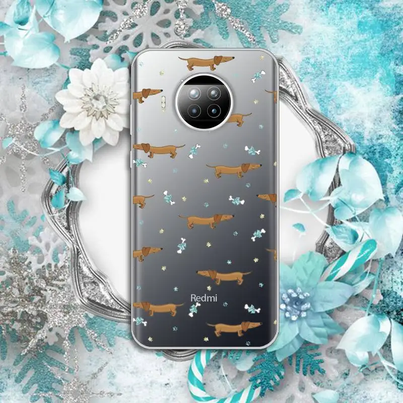 

Cartoons Dachshund Bulldog Phone Case Transparent for Xiaomi Redmi note 10 t 8 9 pro lite 11