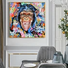 Абстрактные картины, смеющиеся обезьяны, граффити, холст, плакаты и принты с животными, картины, настенные картины