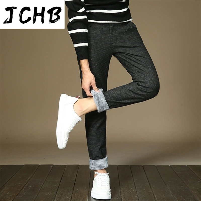 

2020 JCHB Winter Pants For Men Casual Thick Fur Liner Pants Warm Sweatpants Fleece Elastic Trousers Hoodie Track Pants W28-38
