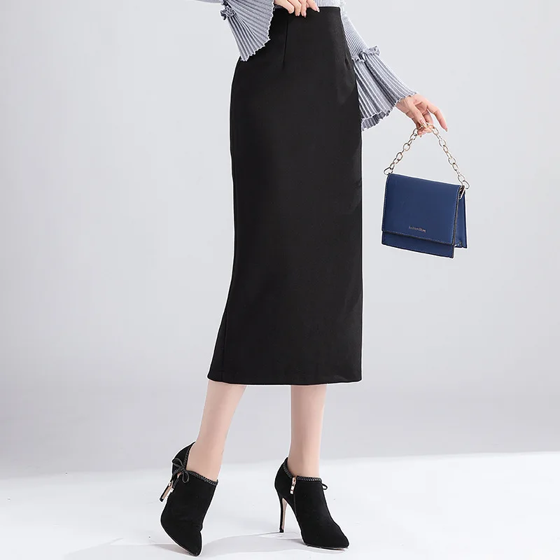 

Autumn& Winter New High Waist Slim Simple Plaid Bag Hip Skirt Casual All-match Temperament Women A-line Long Skirt Free Shipping