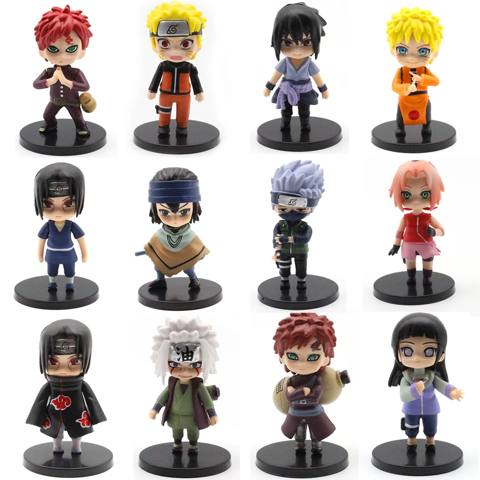 6-12pcs/set Anime Naruto Shippuden Hinata Sasuke Itachi Kakashi Gaara Jiraiya Sakura Q Version PVC Figures Toys Dolls Kid Gift