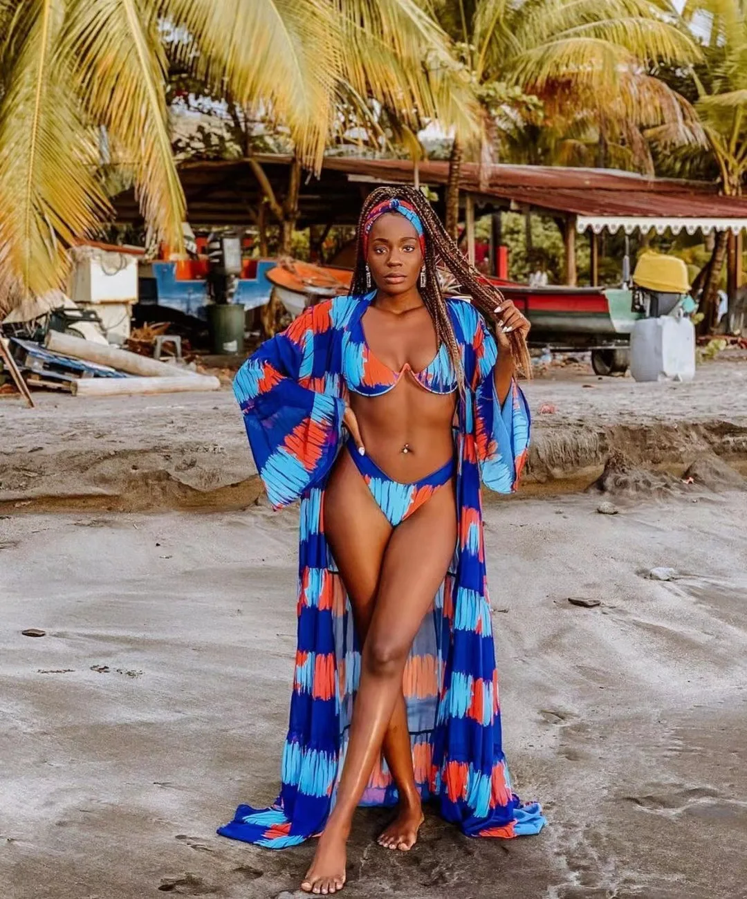 Tie Dye Print Bikini 2021 Summer Beach Wear Swimsuit Sexy Long Cover Up High Waist 3 Piece Set Women Swimwear Bikini Set Women
