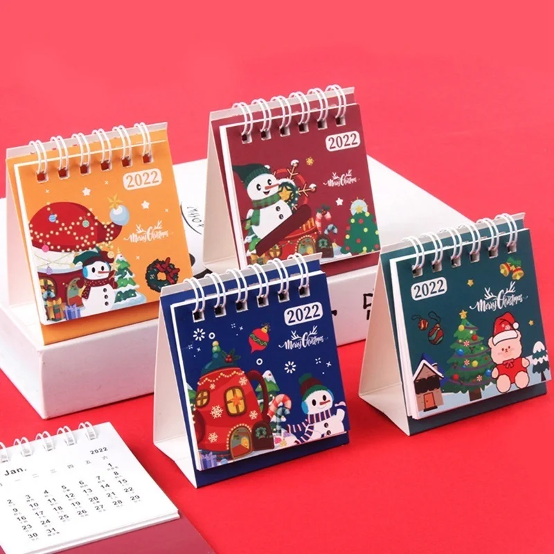 

4 PCS 2022 Christmas Series Cartoon Style Creative Student Desktop Decoration Calendar Table Planner Yearly Agenda Organizer