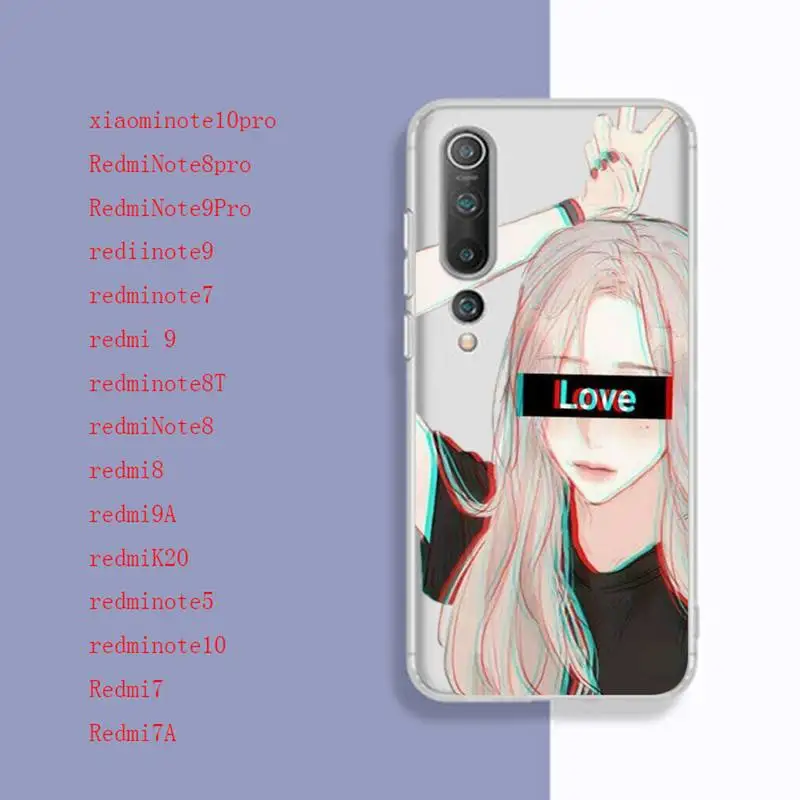 

Sad Japanese Anime Aesthetic Phone Case Transparent Phone Case For Redmi Note8T Note7 7A 9A Xiaomi Note10pro