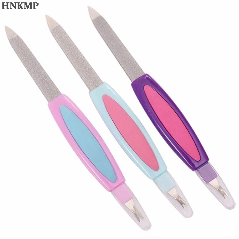 

1PCS Double Ended Nail Pusher Nail File Cuticle Remover Trimmer Sanding Nail Art Buffer Polish Tool For Manicure Files