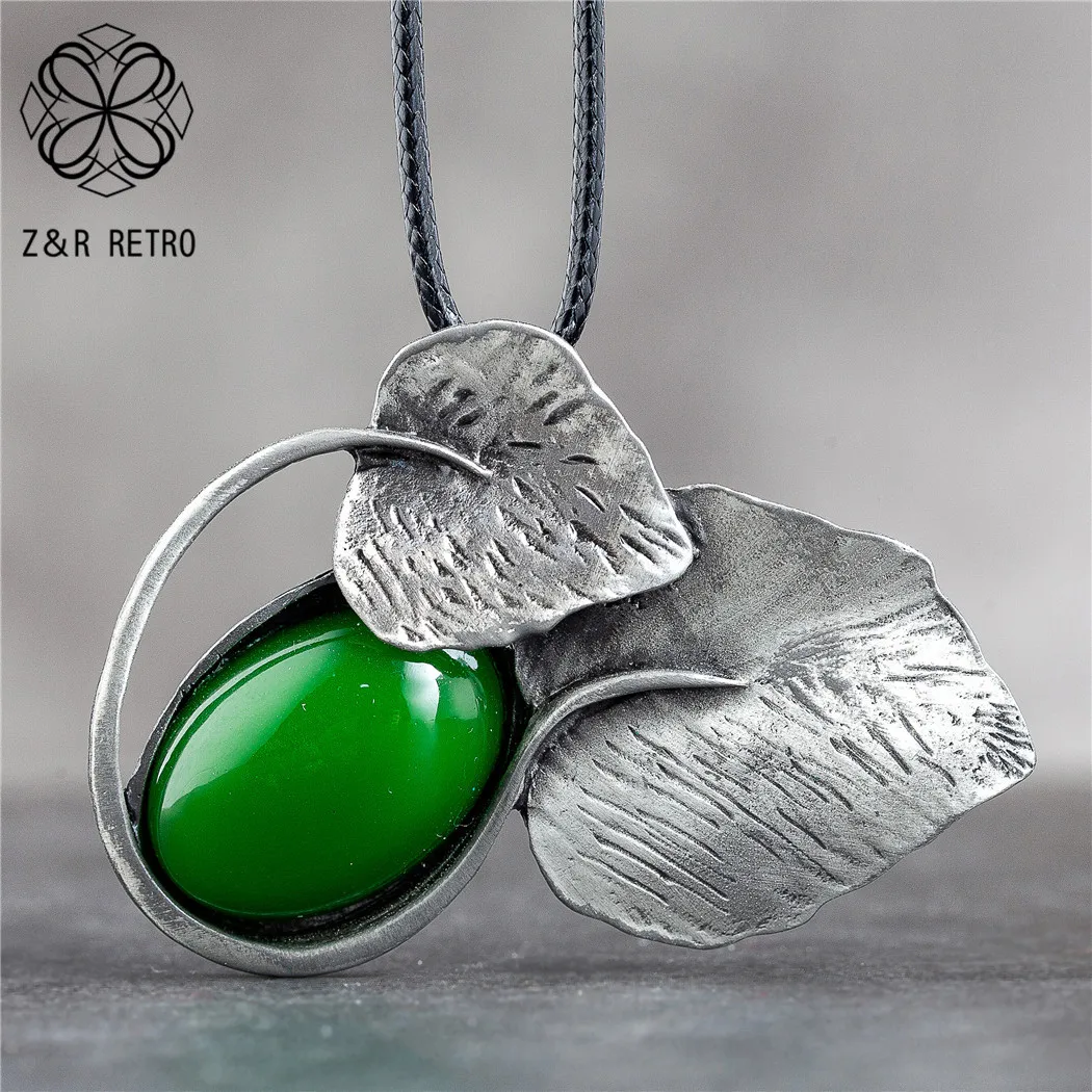 Женское винтажное ожерелье длинное с листьями подвесной кулон в виде растения