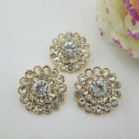 bt186 24mm5pcs bling round alloy rhinestone buttons shank for hair bow