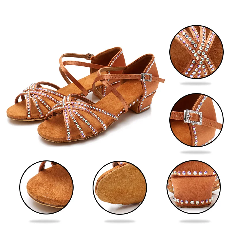 Женские блестящие туфли для латиноамериканских танцев мягкие сандалии на низком