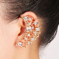 hot sale punk rock trendy fan diamond studded spider web ear clip earrings for women earcuff female earings fashion jewelry1pcs