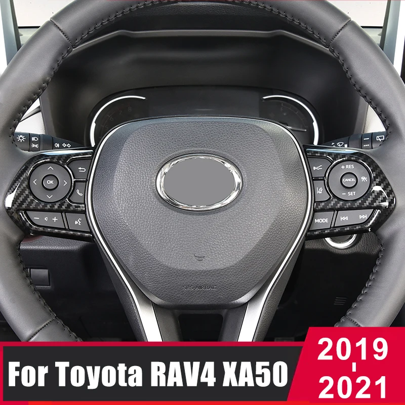 

Car Steering Wheel Button Panel Cover U Trim Sticker For Toyota RAV4 2019 2020 2021 RAV 4 XA50 ABS Plastic Accessories