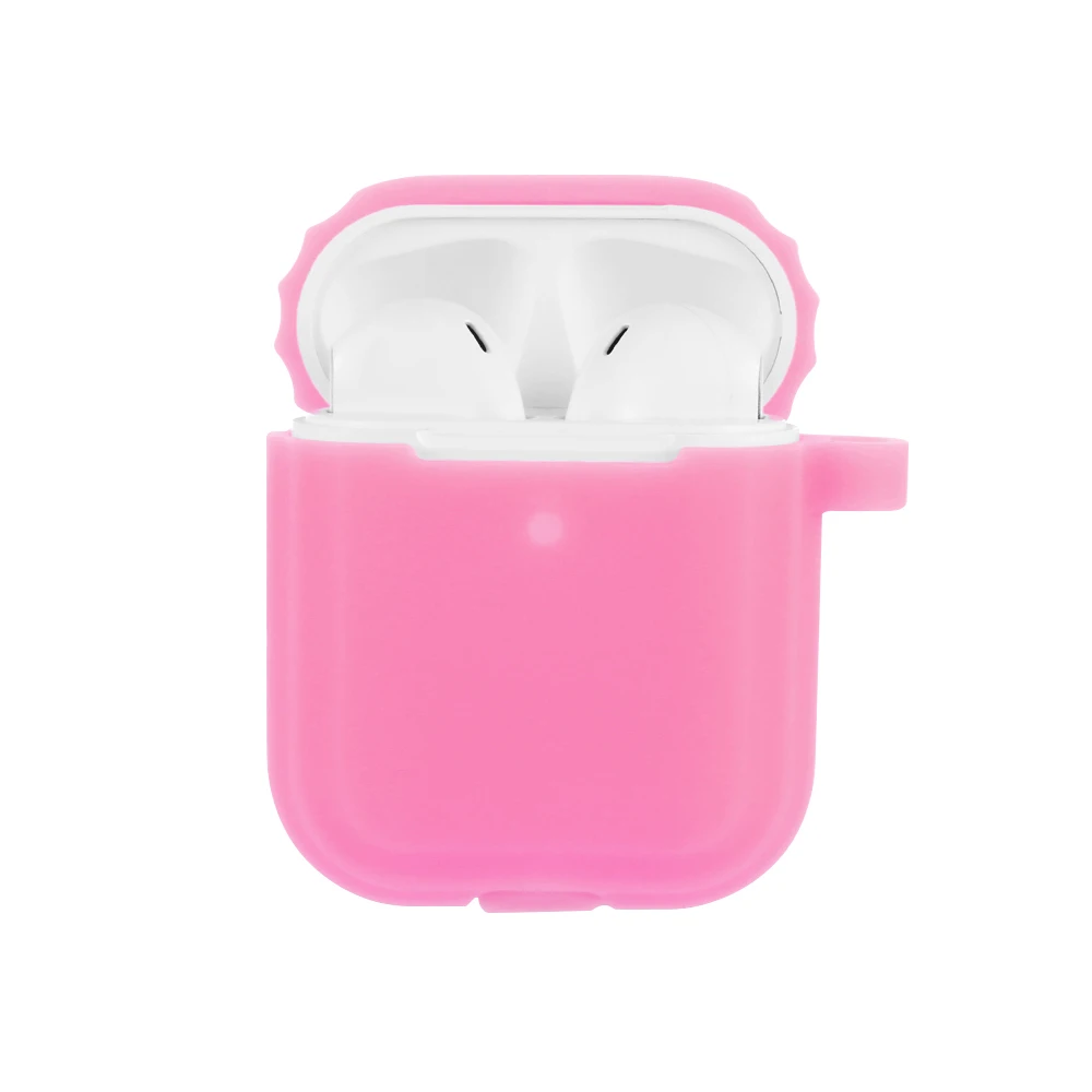 Фиолетовый Светящийся силиконовый чехол для Air Pods, защитная крышка для наушников, чехол для Airpods, противоударный чехол, защита от потери - Цвет: Фиолетовый