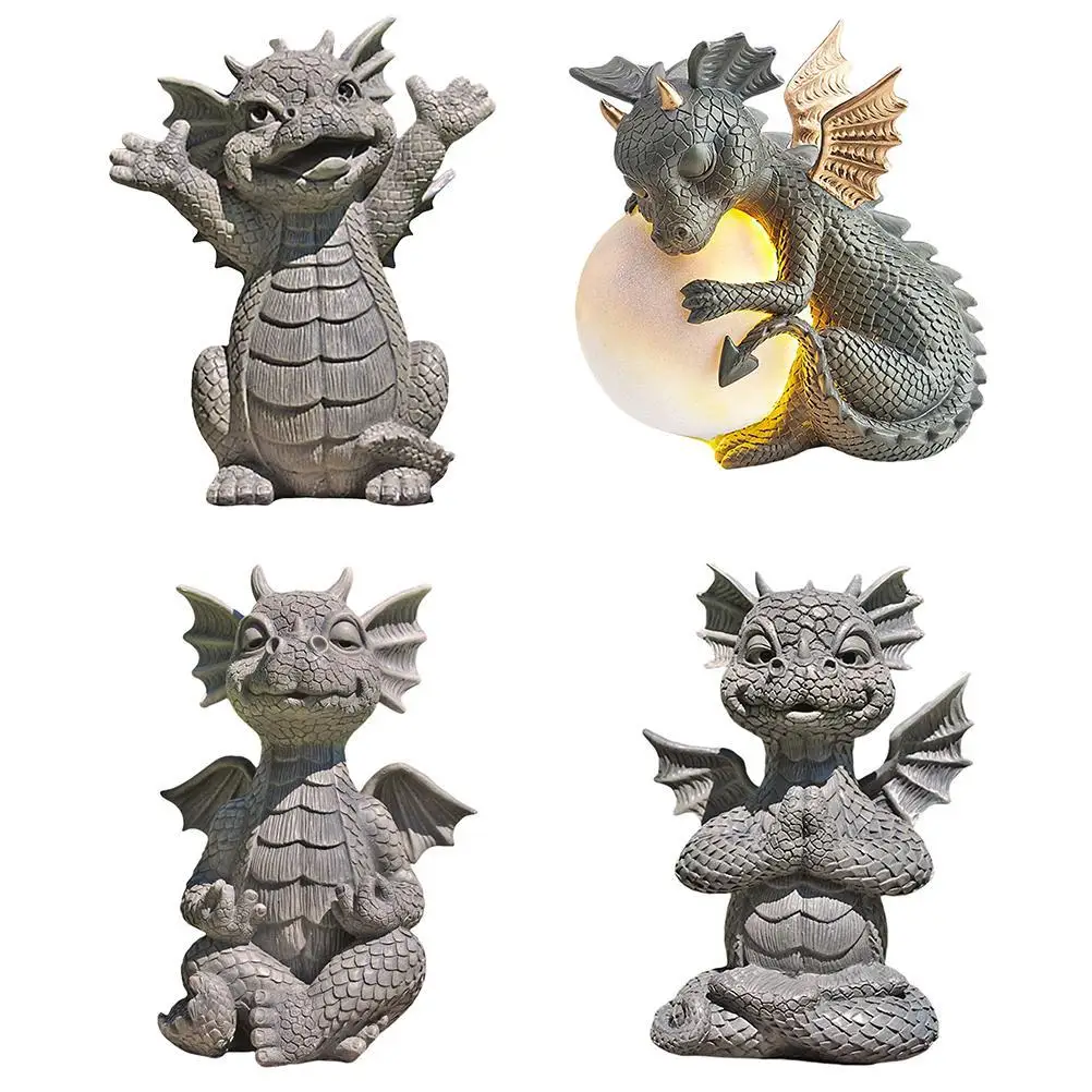 

Resin Dragon Statue Zen Yoga Dragon Home Garden Decoration Dragon Buddha Art Sculptures for Outdoor Backyard Porch