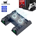 Вертикальная подставка Data Frog для PS4PS4 SlimPS4 Pro, двойное зарядное устройство для контроллера, вентилятор охлаждения, светодиодный дисплей, аксессуары для PlayStation 4