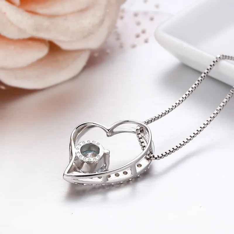 Милая 925 пробы серебряная подвеска CZ Love Peach Heart с круглым камнем Pingente, ожерелье для женщин, девушек, друзей, ювелирные изделия pingentes