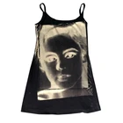 Винтажное женское облегающее платье в стиле 90-х, уличная одежда в стиле Харадзюку с графическим принтом, без рукавов, на бретелях-спагетти, в стиле панк, готика