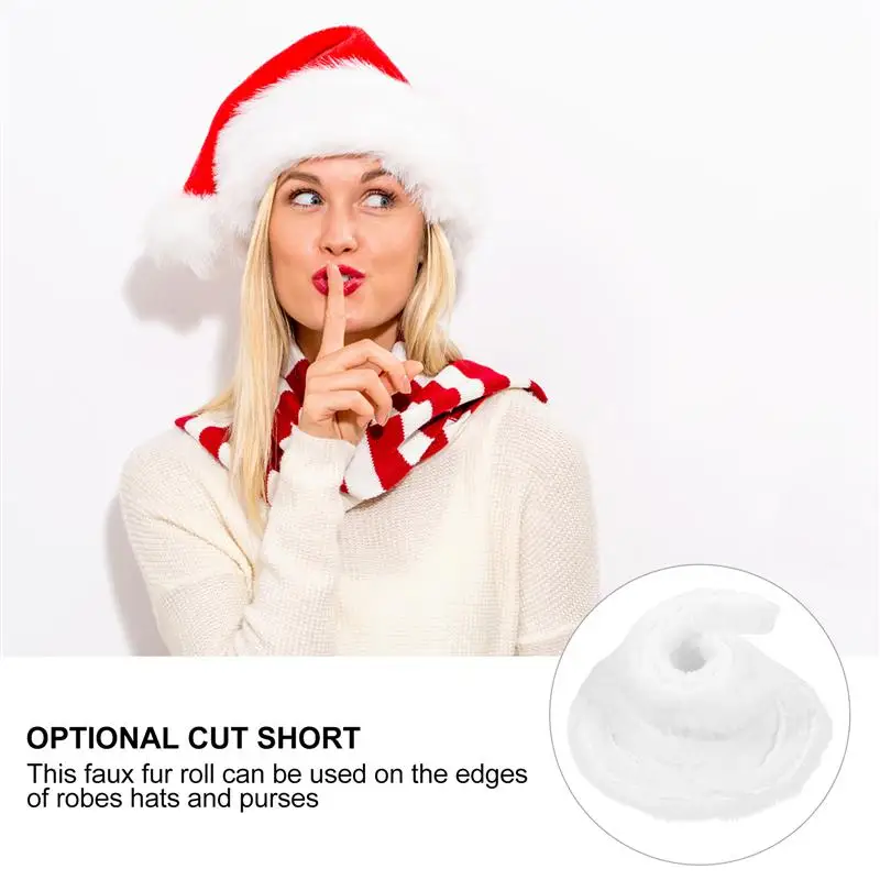 

1pc 3M Christmas White Faux Fur Ribbon Trim Fabric Roll For Xmas Tree Decoration