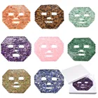 Охлаждающая натуральная маска для сна из розового кварца, нефритовый массажер, каменная спа-маска для лица с коробкой, антивозрастной аметистовый массажер для лица, Нефритовая маска