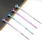 1 шт. Новый Цвет Алмазная головка кристалл жемчуг Центральная ручка обручальное кольцо офисная пластиковая жемчужная ручка синий фиолетовый розовый серебристый