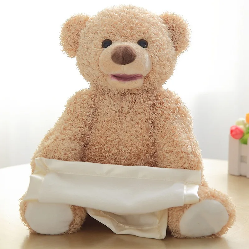 30 см Peek a Boo Медведь играть в прятки прекрасный мультфильм Мягкие Дети День рождения Рождественский подарок милый Электрический музыкальный медведь плюшевые игрушки