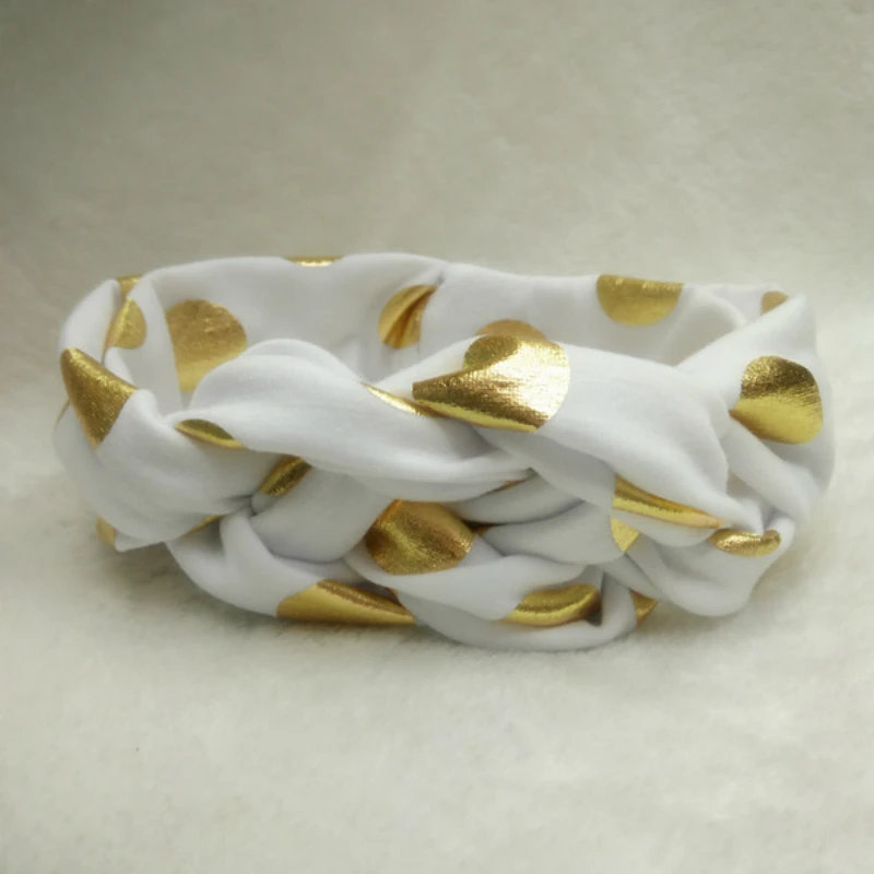 Детская повязка на голову с узлом эластичная для волос в горошек Женский тюрбан