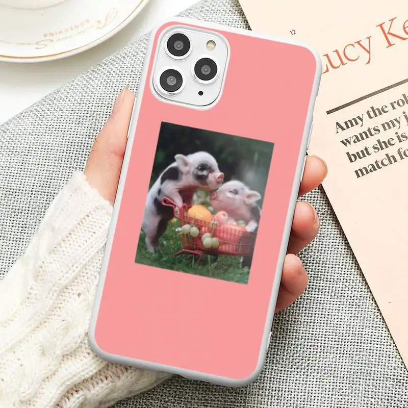 

lovely Cute pink animal pig Phone Case Candy Color for iPhone 6 6S 7 8 11 12 XS X SE 2020 XR mini pro Plus MAX funda