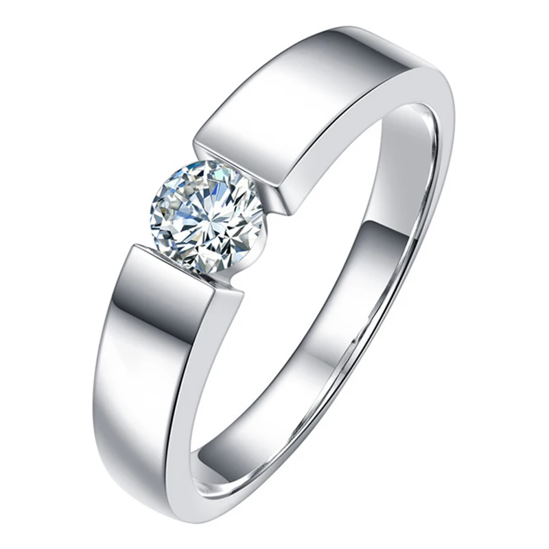 

Luxury Solitaire Real Sterling Silver 925 Mens Rings Exquisite Wedding Engagement Party Anniversary Charm Elegant Fine Jewelry
