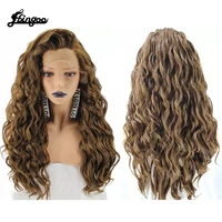 ebingoo 132 5 free part high temperature fiber hair wigs long curly ombre dark brown synthetic lace front wig for women