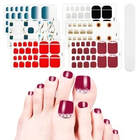 6 sheets full toe nail wraps art polish stickers decal strips adhesive false design manicure set