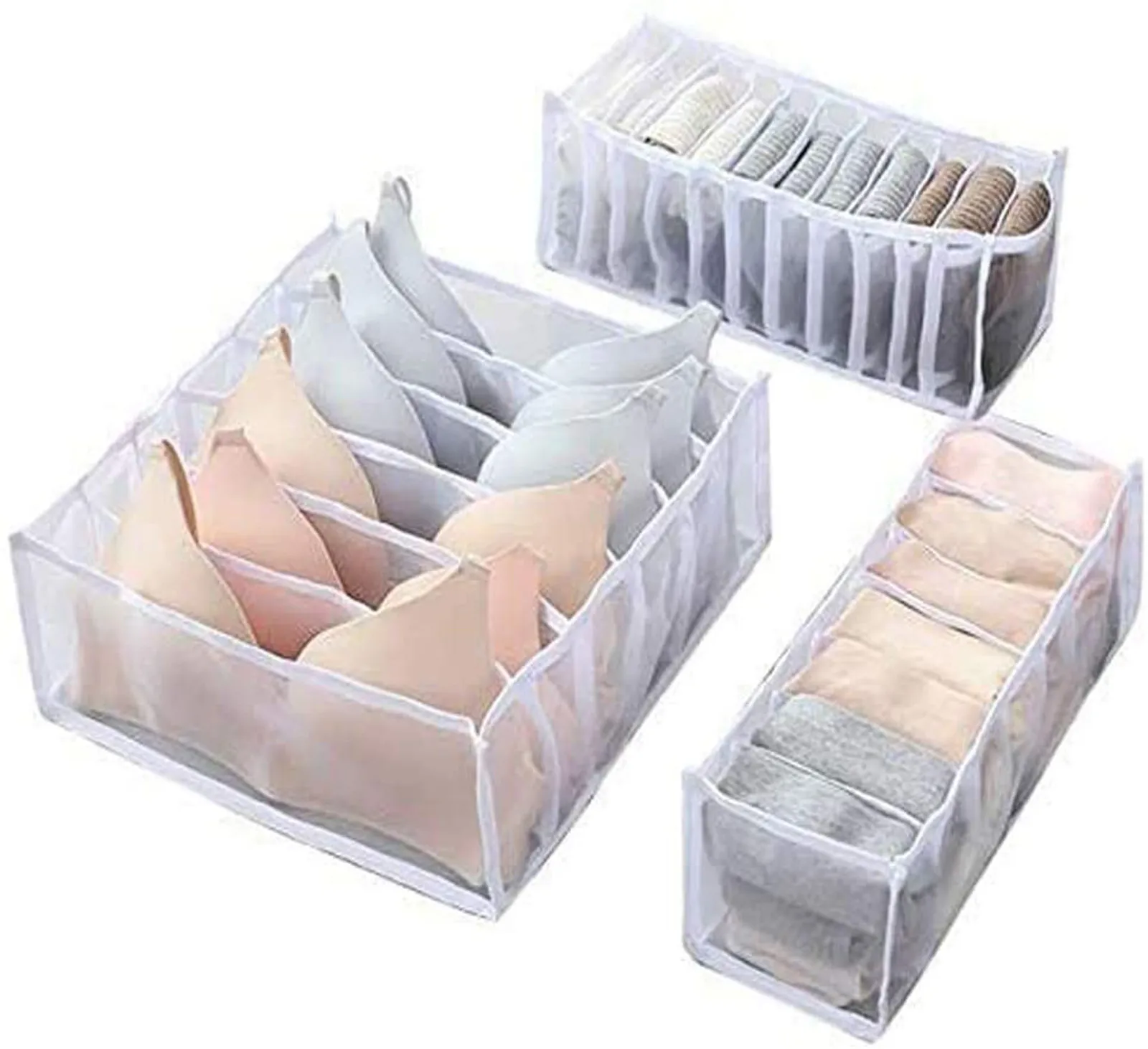 

3Pcs Underwear Storage Box with Compartments Socks Bra Underpants Organizer Drawers Divider Box Storage Box Cabinet Drawer