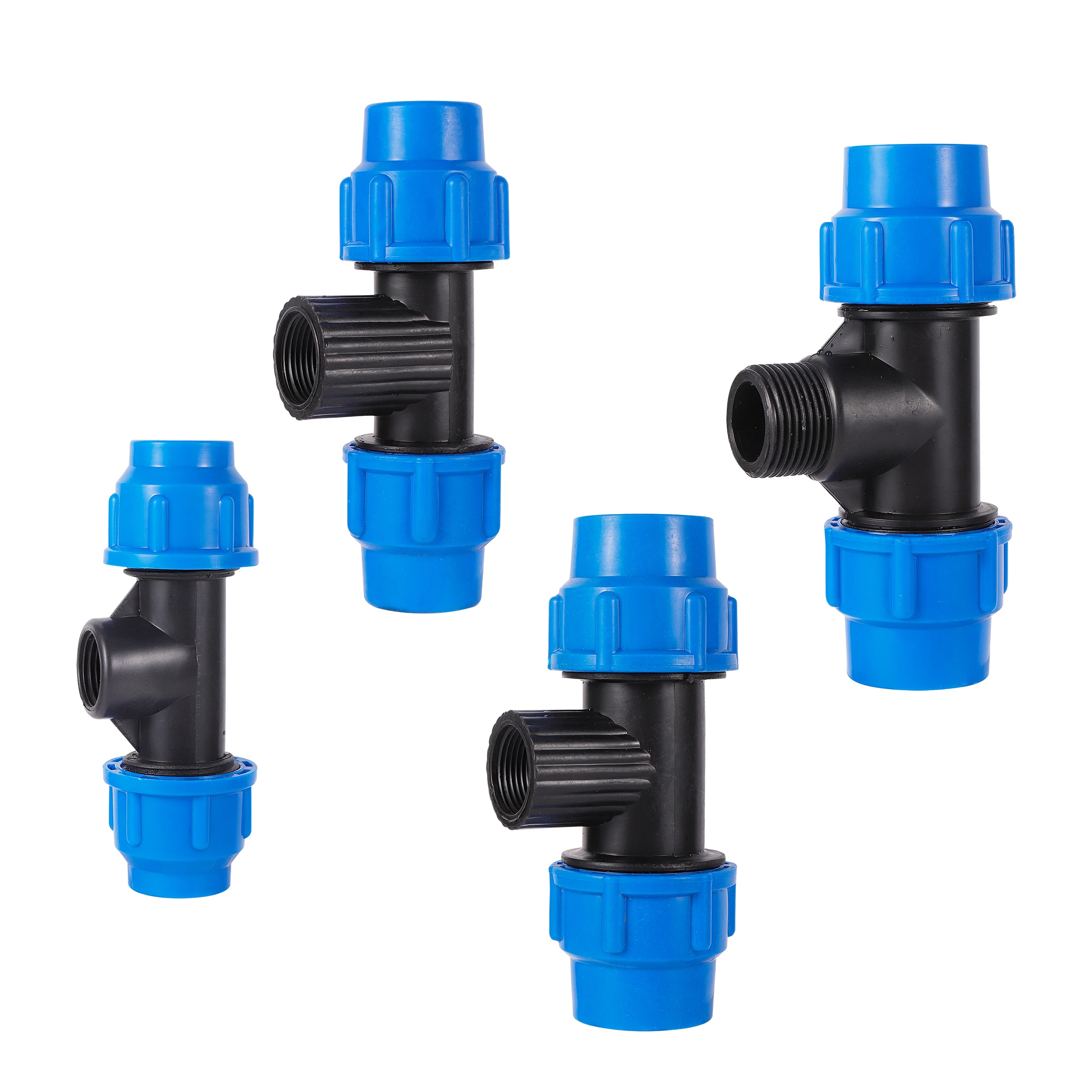 

20/25/32mm to 1/2" 3/4" 1"Thread Three Way Water Connector PVC PE Tube Tap Tee Watering Irrigation System Quick Connect Coupling