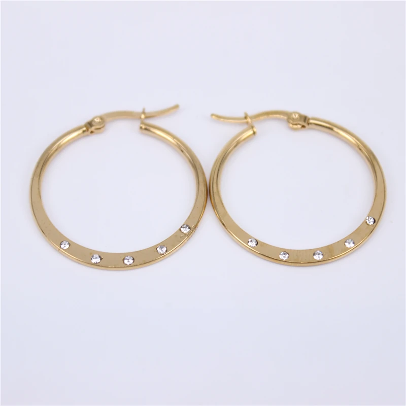 diameter 30mm Дизайн, простые женские серьги-кольца золотого цвета из нержавеющей стали, круглые Кристальные вечерние серьги, подарок, LH765 - Окраска металла: diameter 30mm