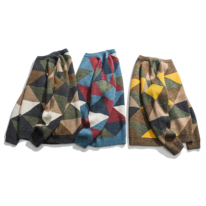 Мужской Повседневный пуловер с круглым вырезом зимний в японском стиле | Мужская