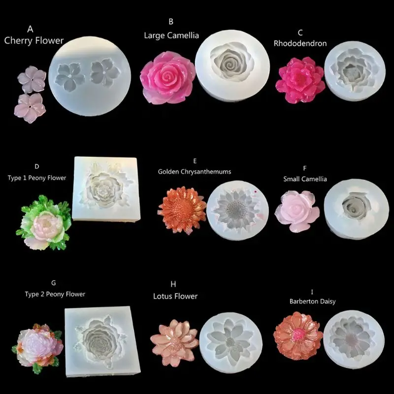 

DIY Flower Silicone Molds Resin Camellia Peony Daisy Lotus Flower Jewlery Making