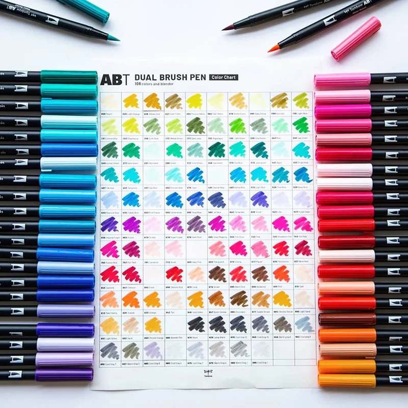 Professionl 1pcs TOMBOW AB-T Japan 96 Colors Art Brush Pen D