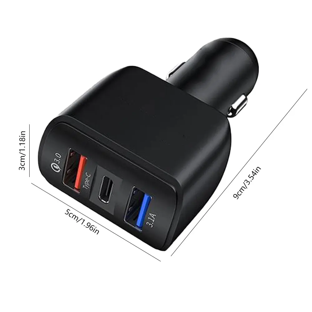 

Car Phone Quick Charger 2 USB And Type-C Ports USB Mini Fast Charging Smart Phone Adapter For IPhone 11 Xiaomi Samsung Huawei