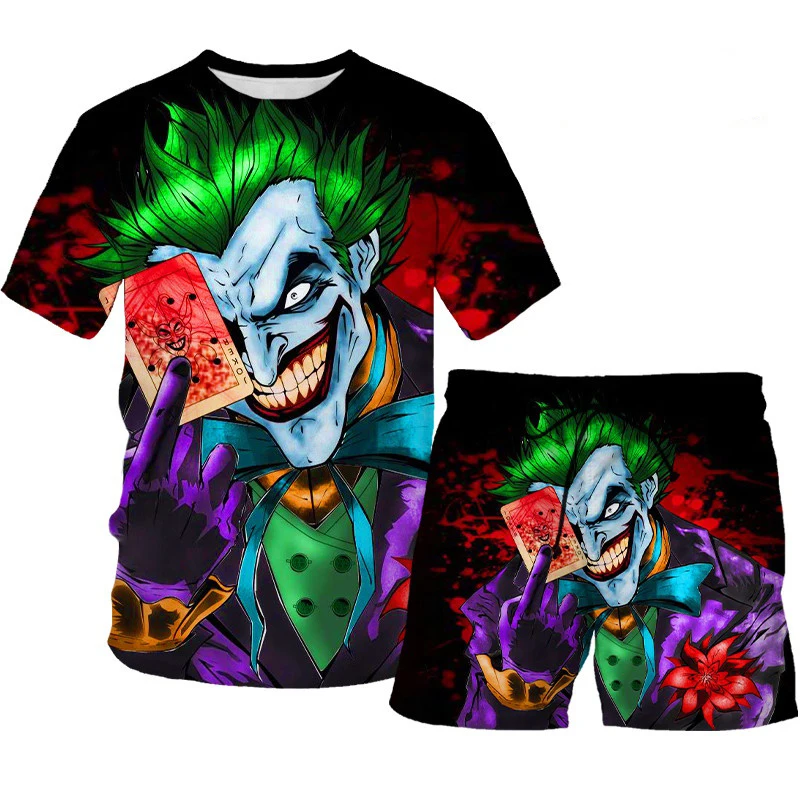 

Summer Print Men3D Suit 2pcs Short Sleeve Casual T Shirt Tops+Shorts Outfits Sets