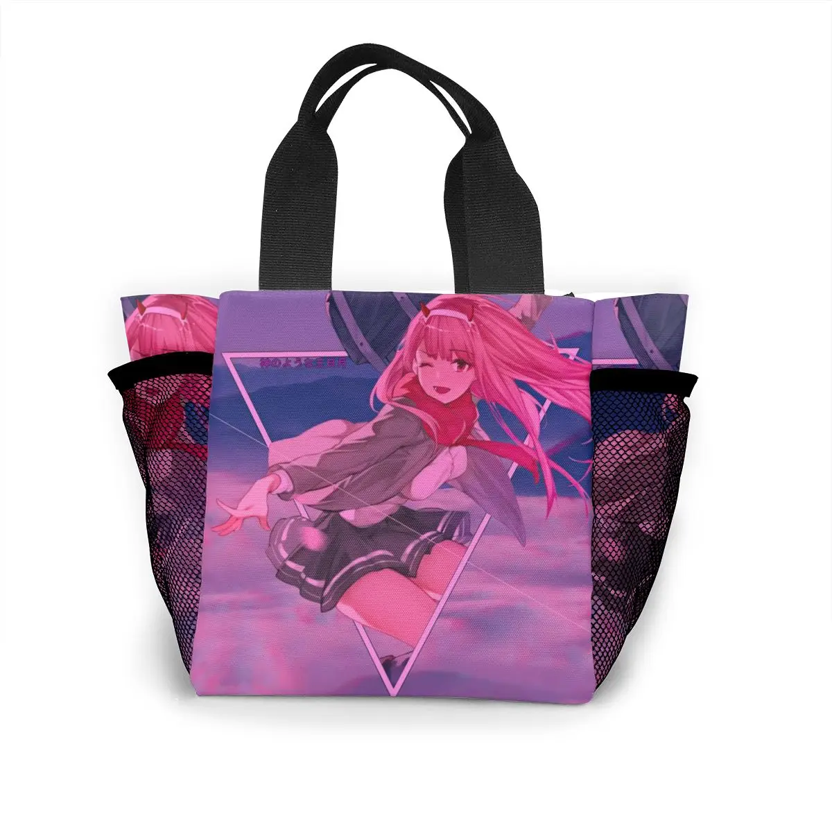 

Сумка для обеда Zero Two для девочек и женщин, Холщовая Сумка-тоут в горошек для обеда, сумка для работы и школы