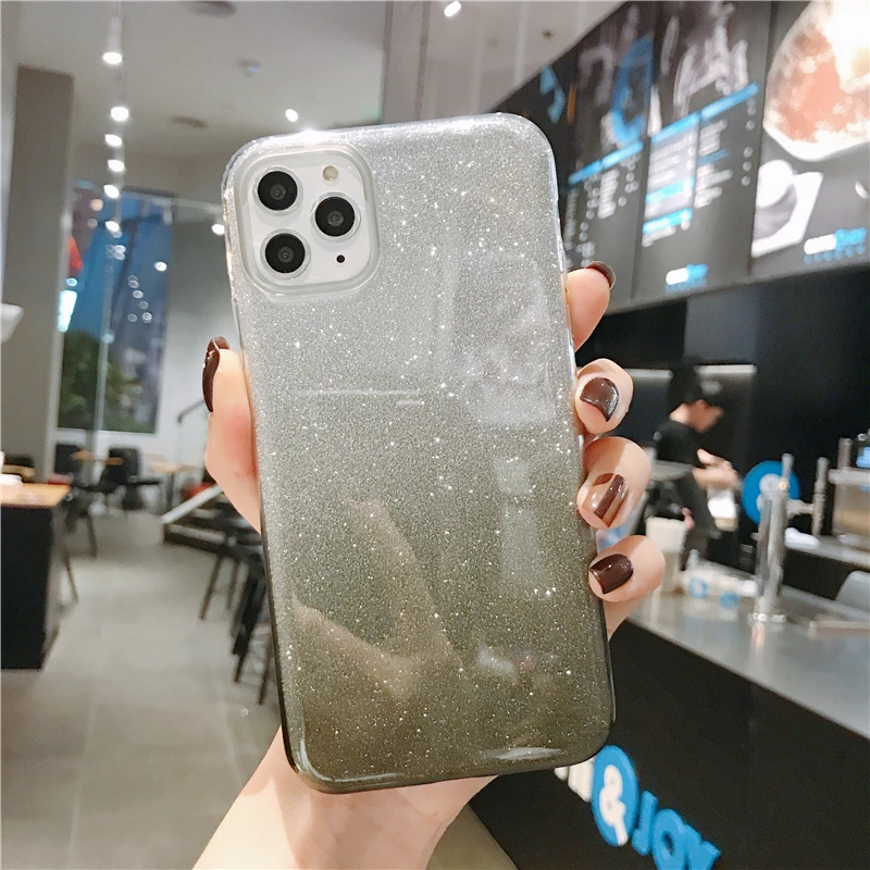 Милый градиентный Блестящий блестящий чехол для телефона iphone 8, 7, 6, 6s Plus, Желейный чехол для iphone 10 X, XR, XS, 11 Pro MAX, задняя крышка